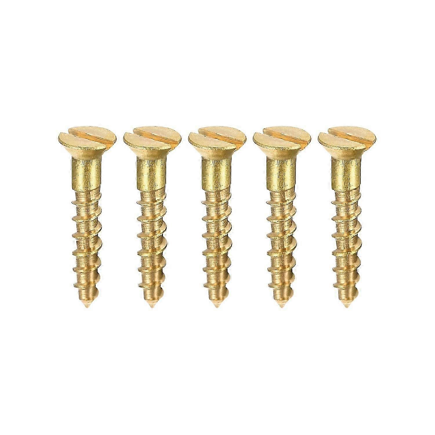 100 stk M2 x 12 mm fladhoved slidsede messing træskruer.