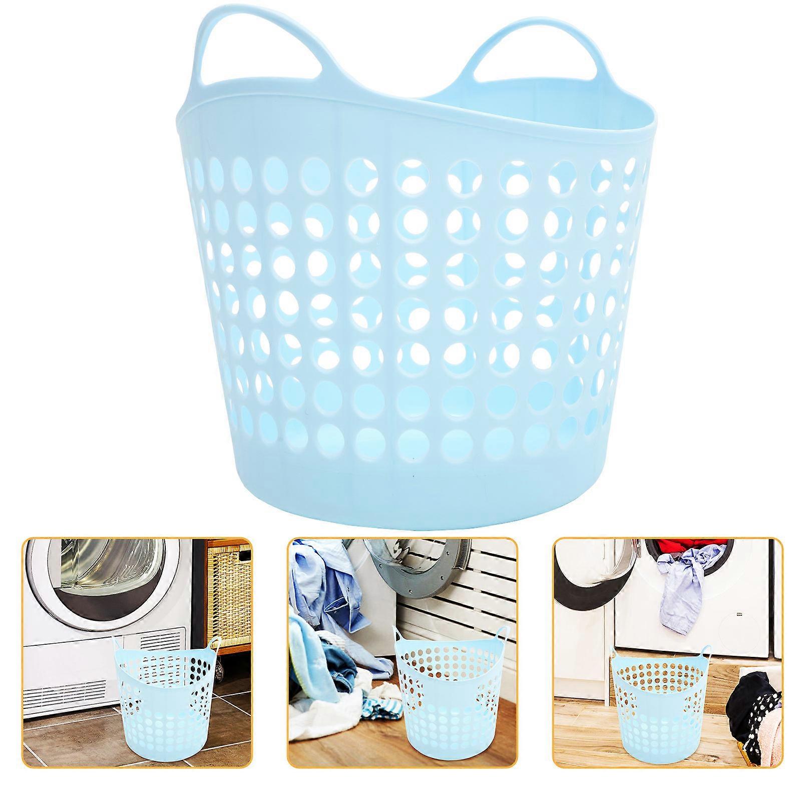 Multi Functional Plastic Laundry Basket with Hollow Design for Clothes Storage – Lightweight Organizer with Handle for Bedroom, Bathroom and Living