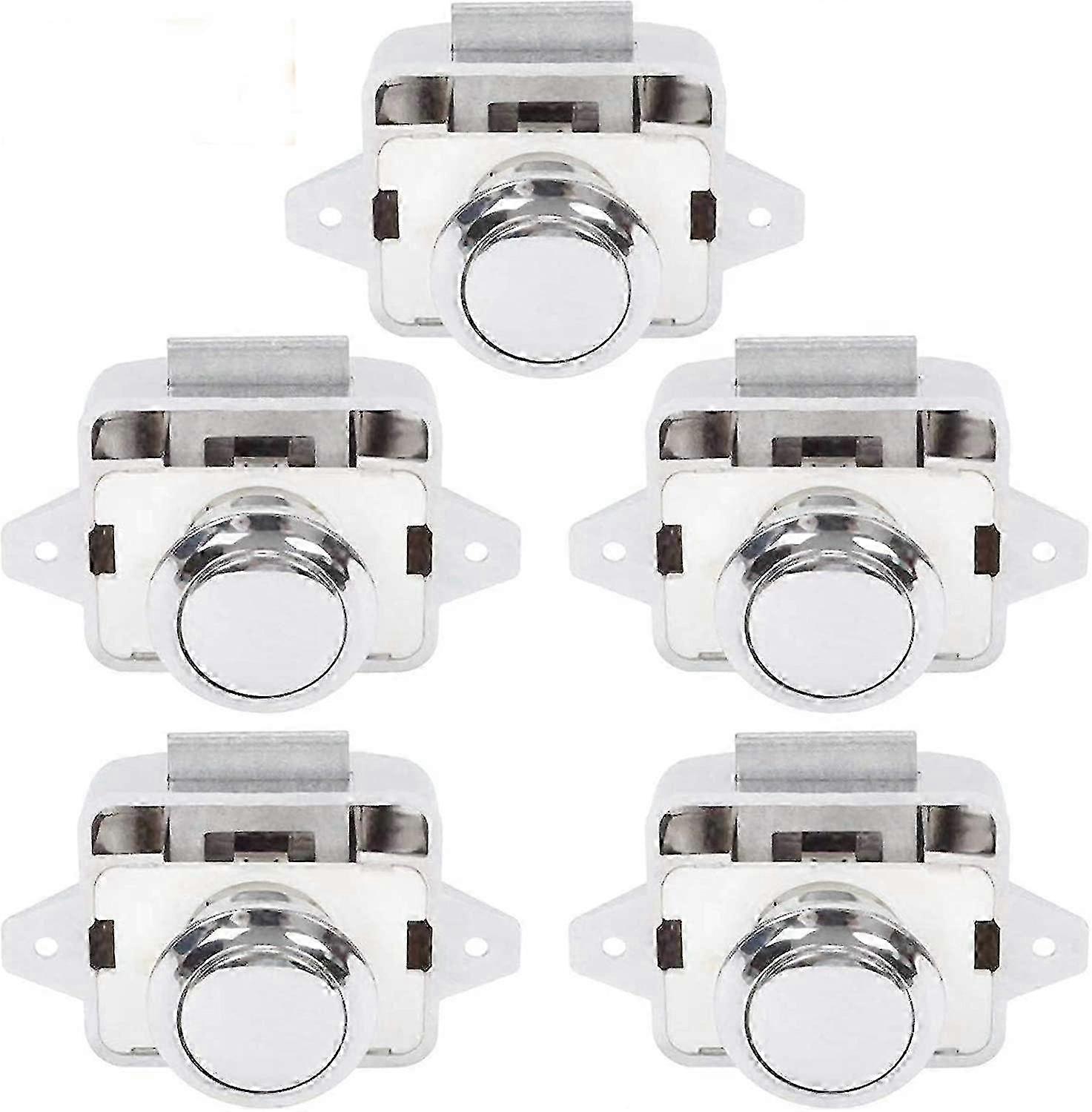 Push Button Campervan Latch Lock Door Closer Knob for RV Caravan 5pcs Silver