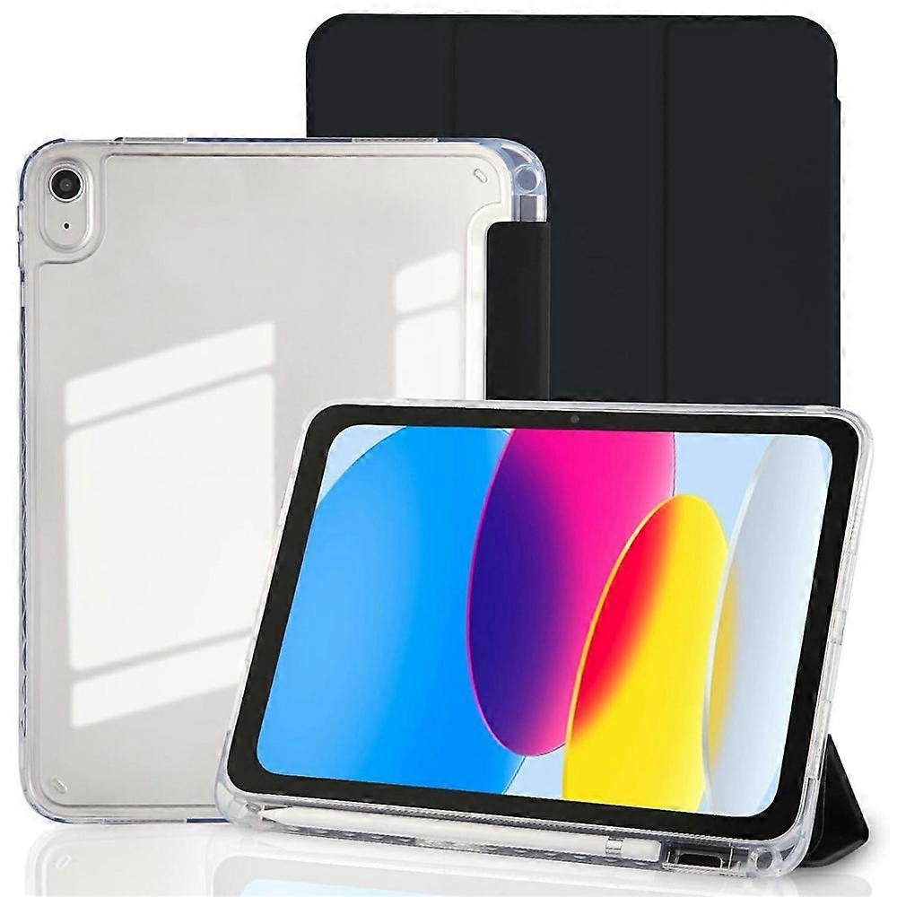 جراب تابلت متوافق مع iPad (2025) / iPad 10.9 (2022) غطاء من جلد البولي يوريثان الخلفي من الاكريليك مع فتحة قلم رصاص