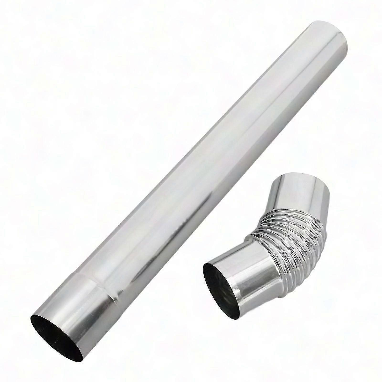 45 Elbow Stove Pipe - 2Pcs 60Mm Chimney Vent Silver Fitting