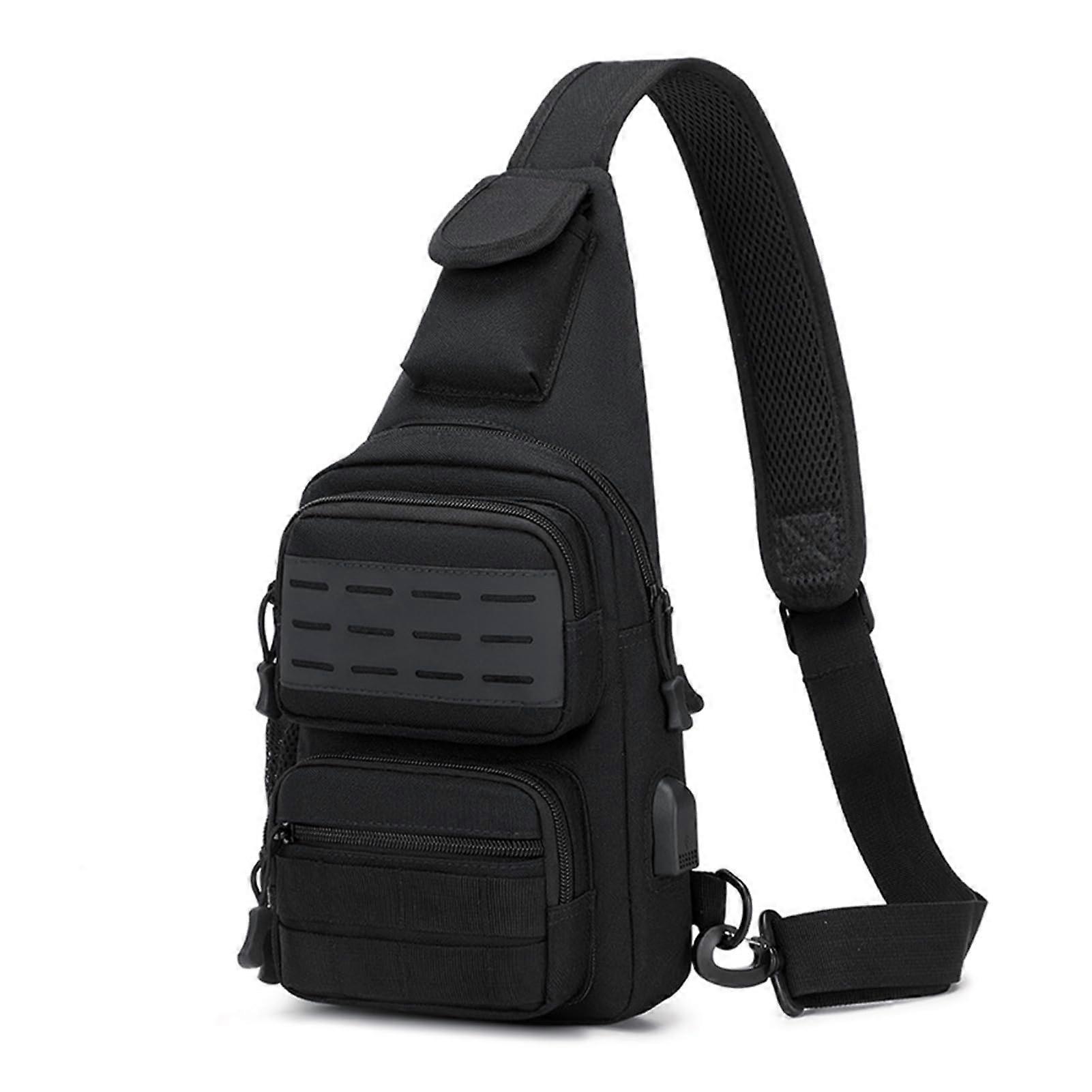 Multi-Storage Sports Shoulder Bag Black ABS Scratch Resistant Messenger Handbag Comfortable Design for Active Lifestyle