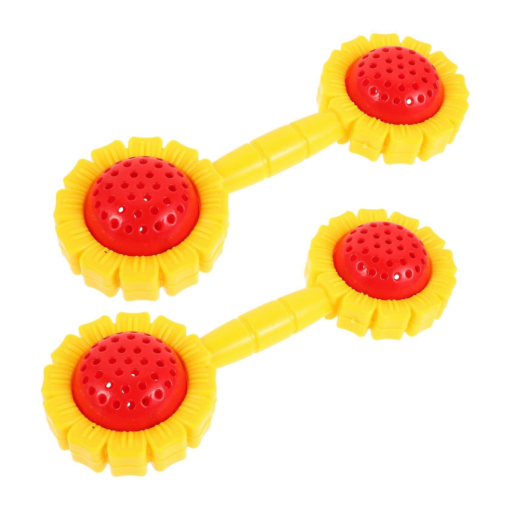 Sunflower Dumbbells for Kids - 2 Pack Cognitive Hand Rattles, Interactive Learning Toys for Motivational Exercise and Social Skills