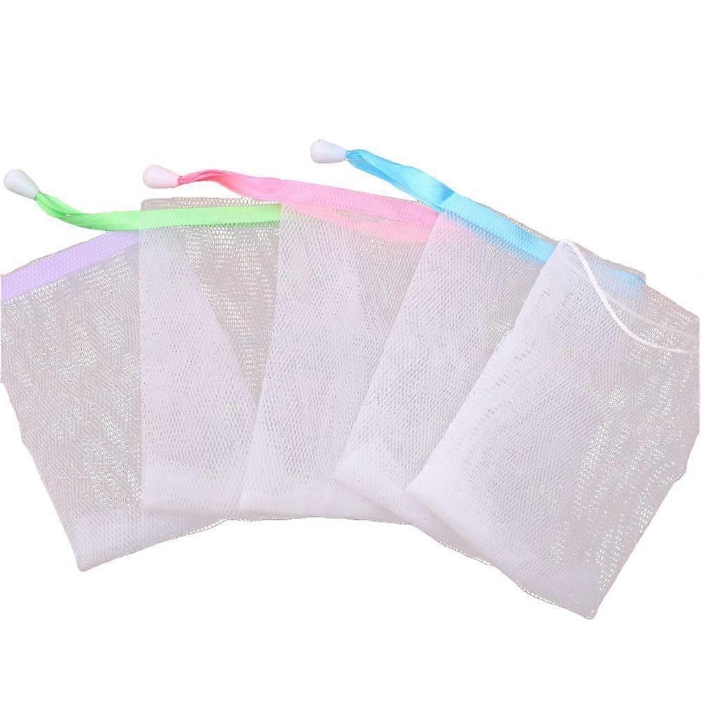 10PCS Exfoliating Mesh Soap Saver Pouch Bubble Net Handmade Soap Mesh Bag Body Facial Cleaning Tool (Random Color)