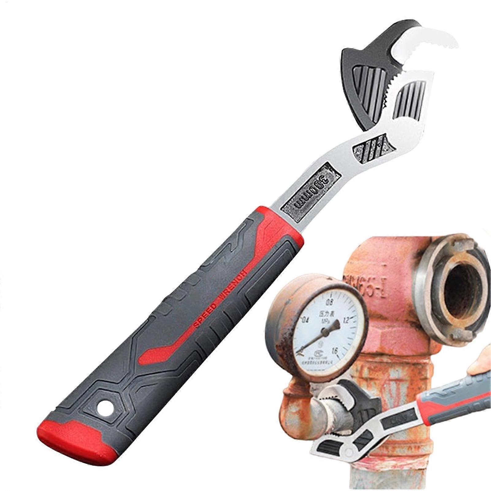 Thin Adjustable Wrench 12 Inch, Portable Self-Locking Pipe Wrench Tool with Non-Slip Handle for Industrial Use