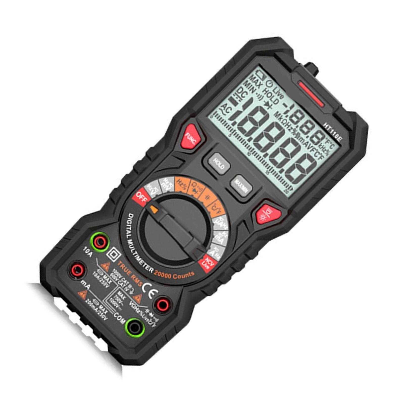 HT118E Multimeter Tester Measure Voltage Current Resistance 19999 Counts LCD Display Voltmeter with Flashlight Multicolor