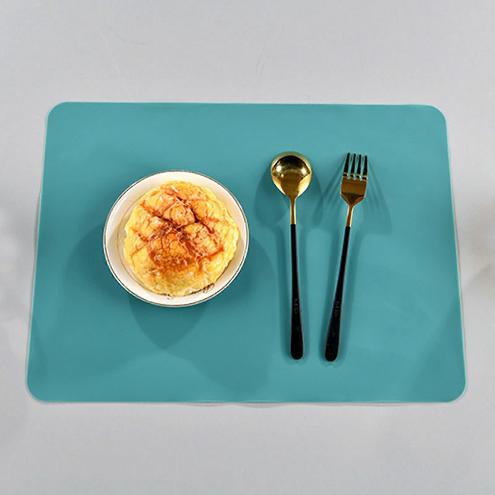 Christmas Table Set Washable Square 6-Piece Silicone Placemats Green Non-Slip Rectangular 40x30CM for Dining Table