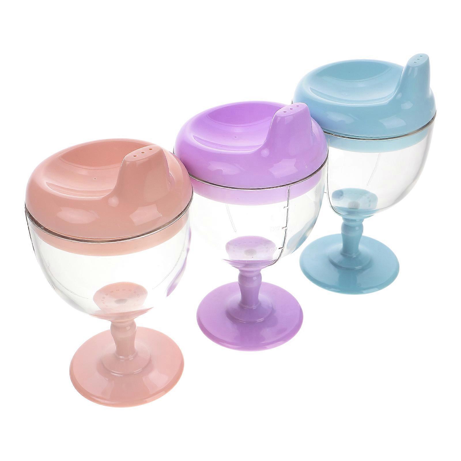 3pcs Reusable Sippy Cups with Spill Resistant Design for Milk, Juice & Beverages – Light Purple, with Measurement Scales