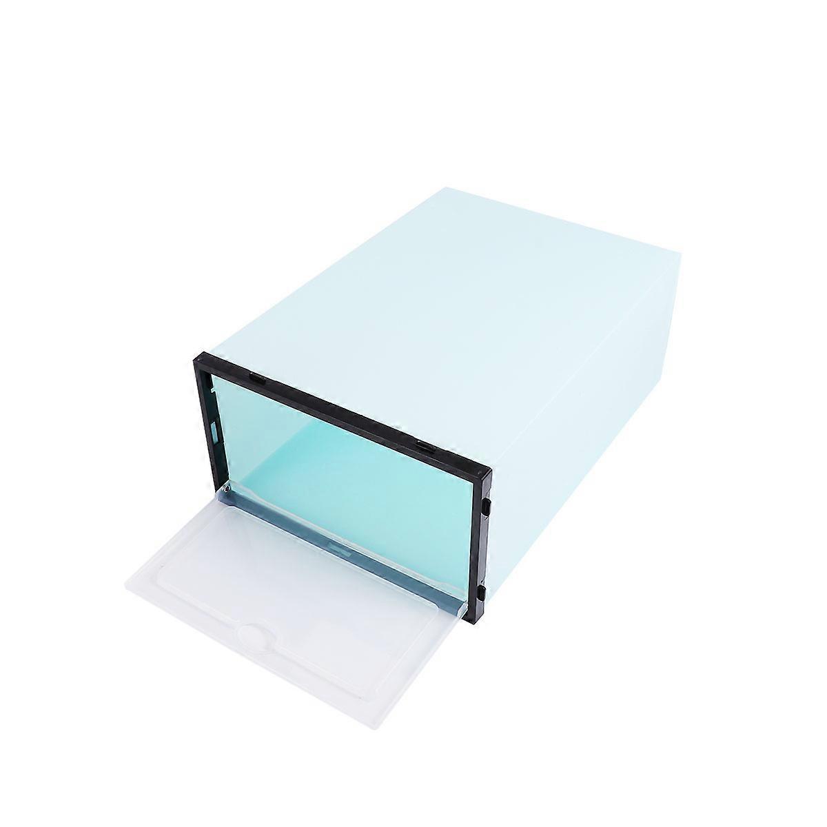 Sky-blue Plastic Shoe Storage Box for Organized Closets Stackable Design with Transparent Door 6