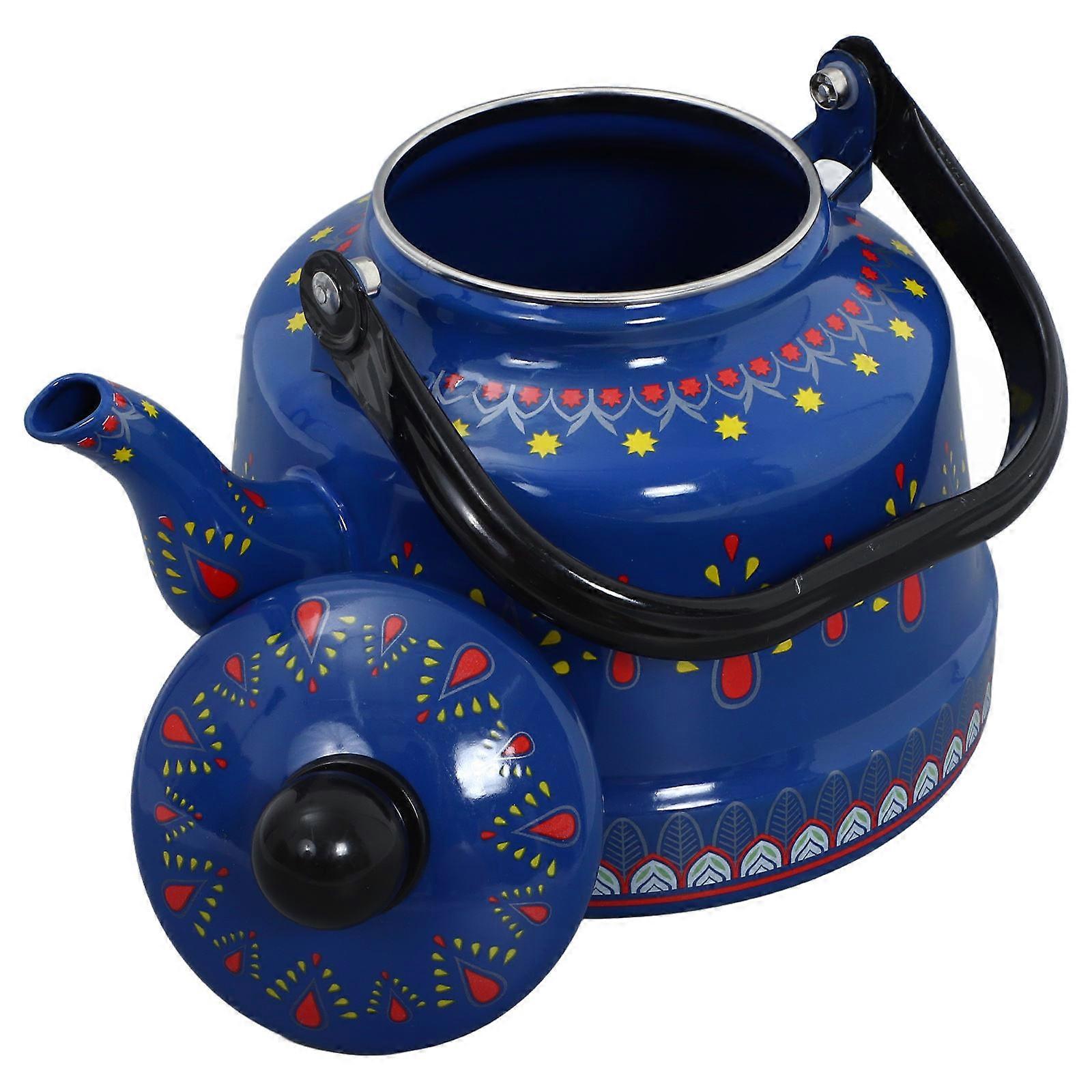 Retro Enamel Tea Kettle Stovetop Coffee Kettle Fast Heating Vintage Teapot for Home or Office Use Enamel Material Family Friendly