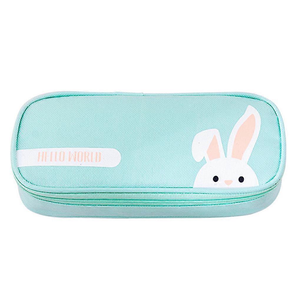 Creative Pen Bag for Students Made of Oxford Cloth Green Color Lightweight with Zipper Design