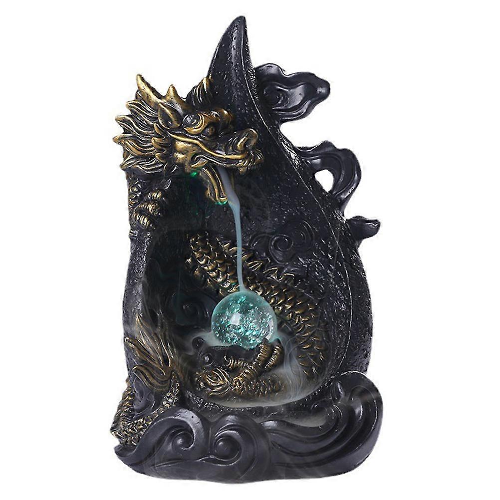 Black Resin Incense Burner for Aromatherapy with LED Lamp Ideal for Study Bedrooms Lightweight