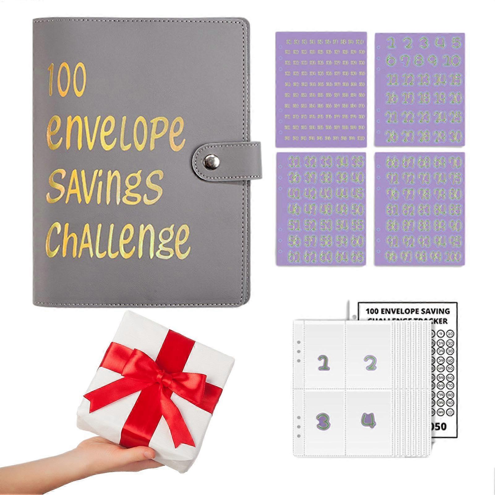 Sparetaschen Methode Cash Management Journal - 100 Hüllkurve Challenge Binder, Ausgabenplanumschlag, Grey, for Individuals