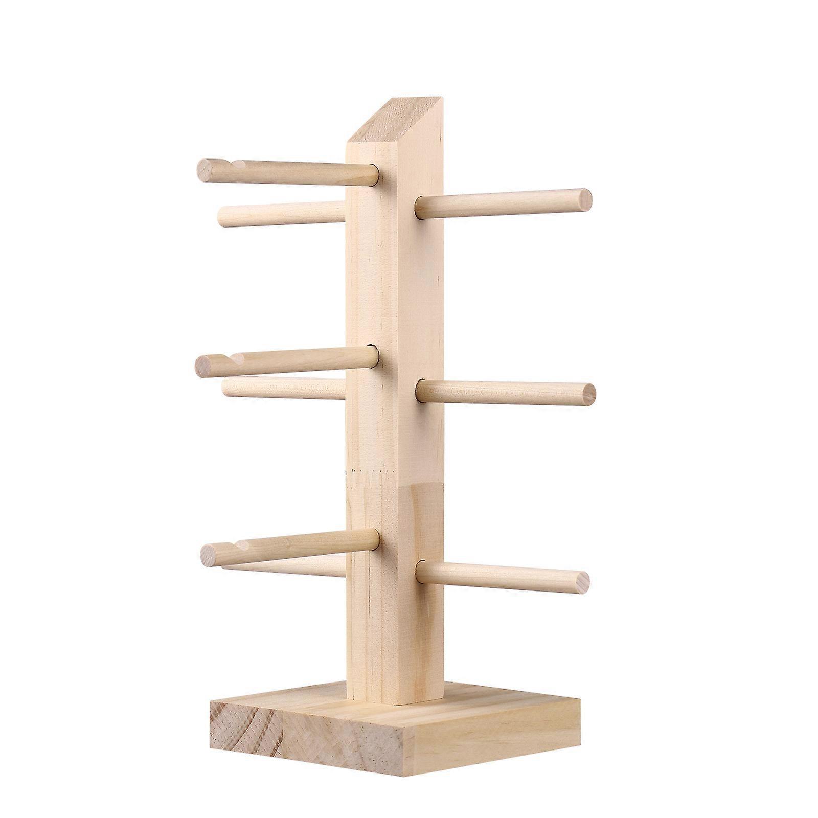 Eyeglasses Display Stand Tinksky Wooden Organizer Counter Display Natural Timber Organizing 1Set
