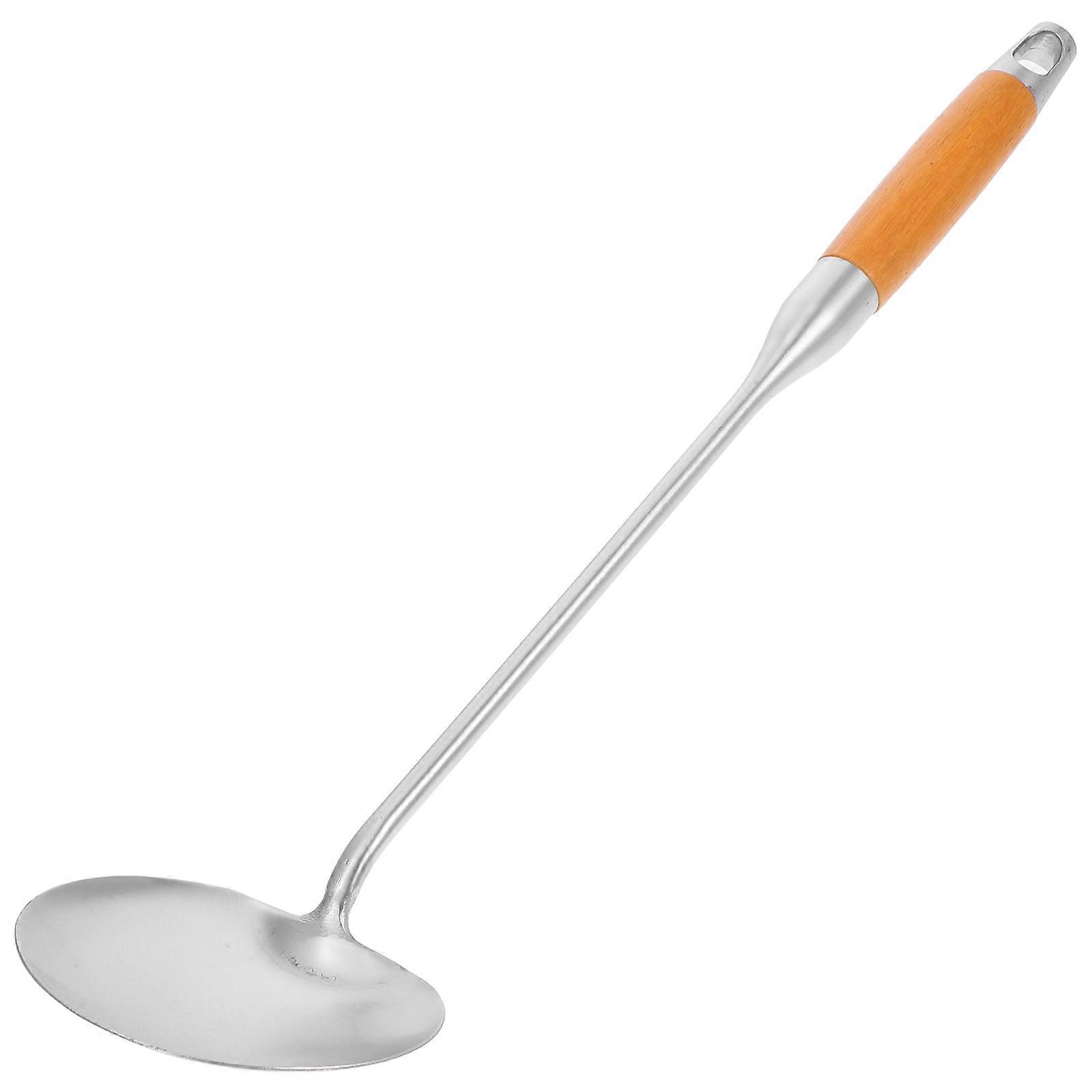 Heat Resistant Stainless Steel Wok Spoon Turner with Wooden Handle for Home and Restaurant Kitchen Use – Smooth Finish and Ergonomic Design