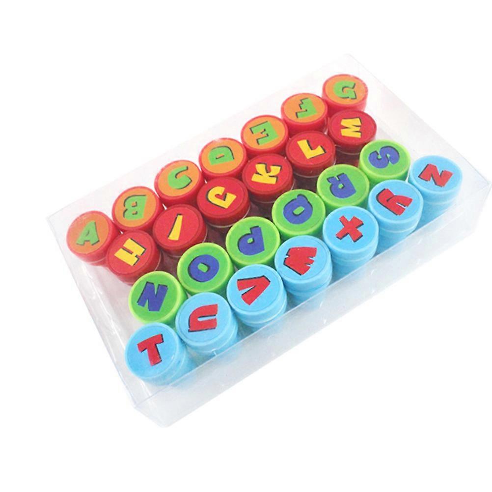 Alphabet Stamping Stampers Kids Party Gifts Cartoon Design Assorted Color 3.5*2.5cm Plastic 26Pcs
