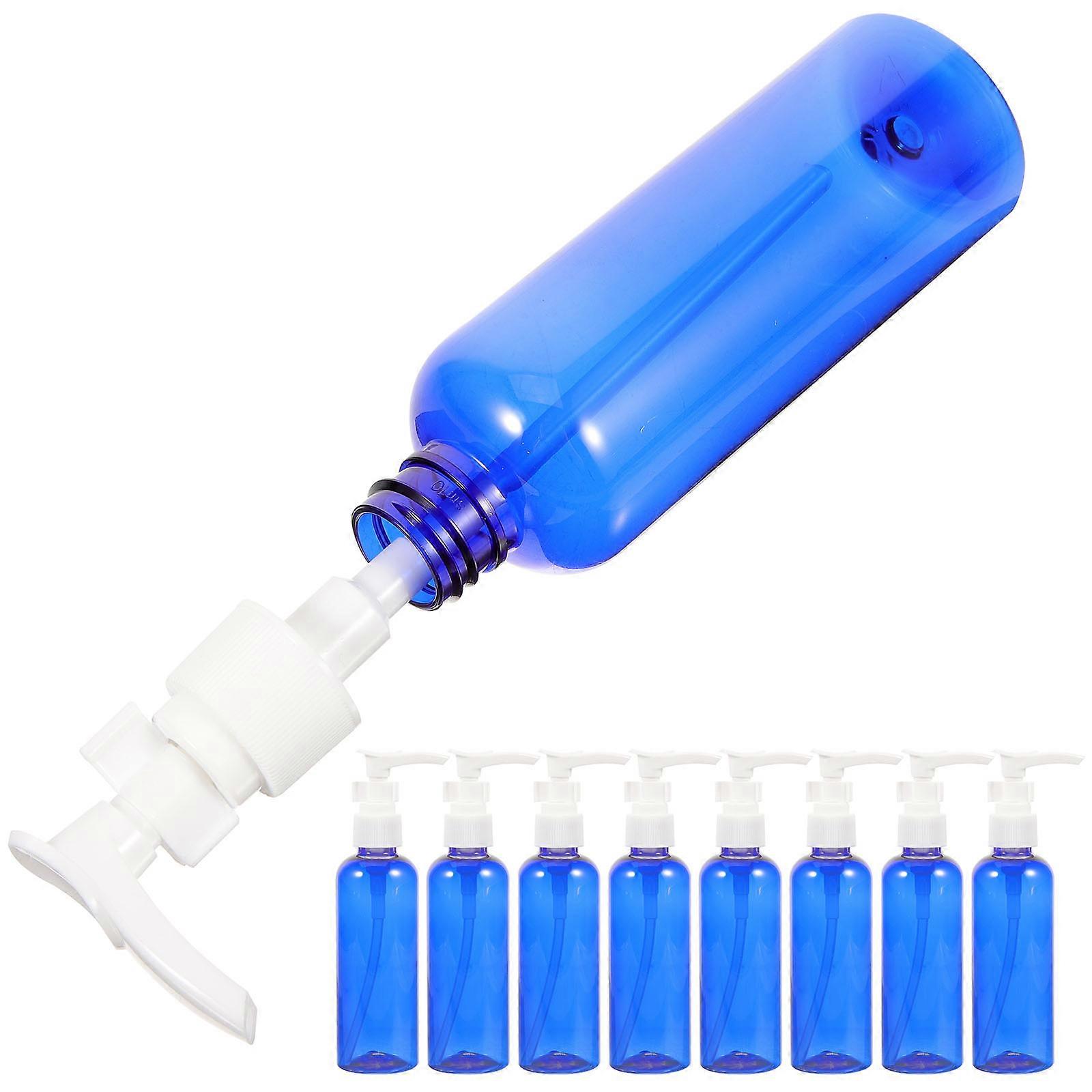 10 Pcs 100ml Plastic Empty Bottles with Shampoo Pump and Lotion Dispenser for Travel Outdoor Camping Business Trip Blue