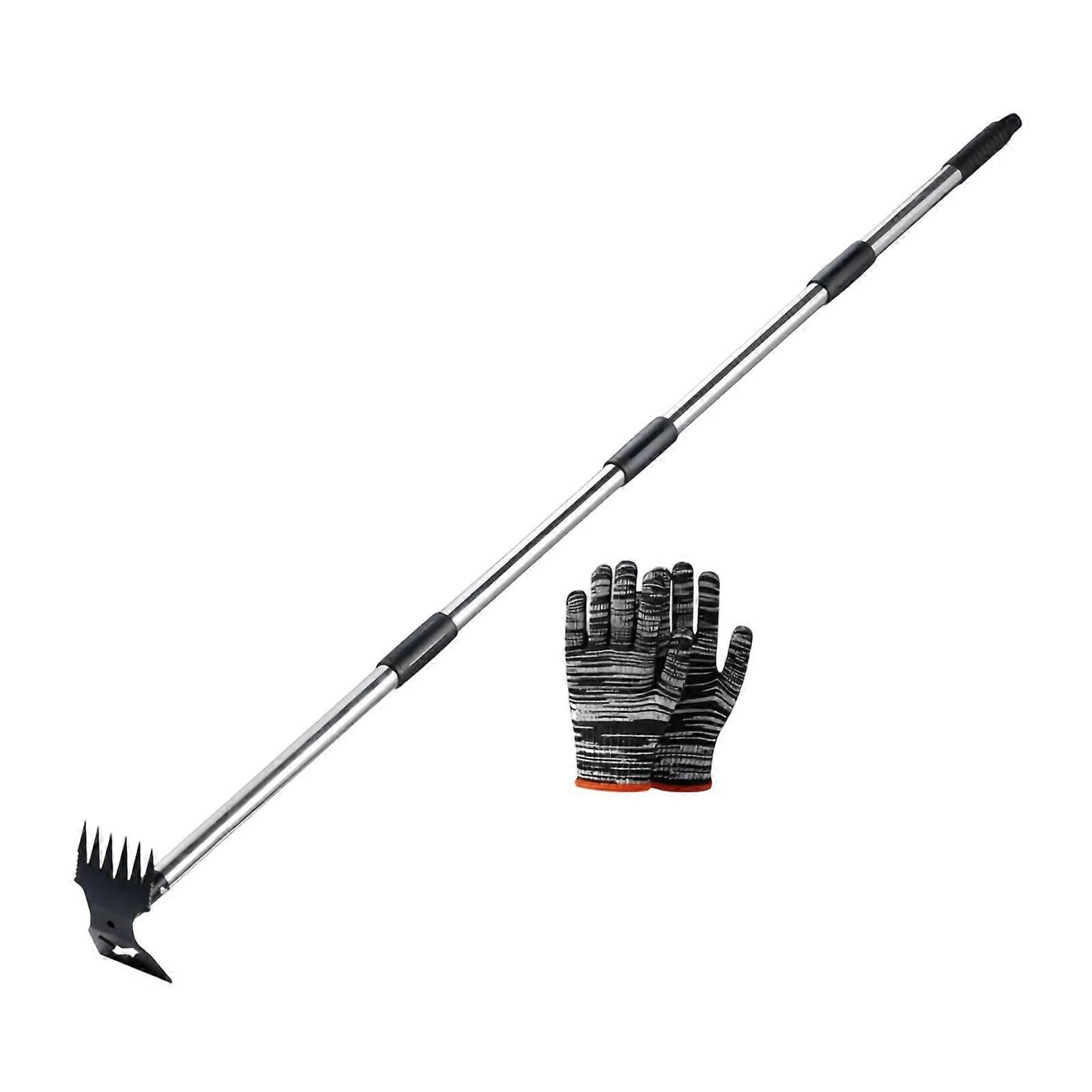 Weed Puller Tool Manual Weeder Remover Tool with Long Handle Weed Rake and