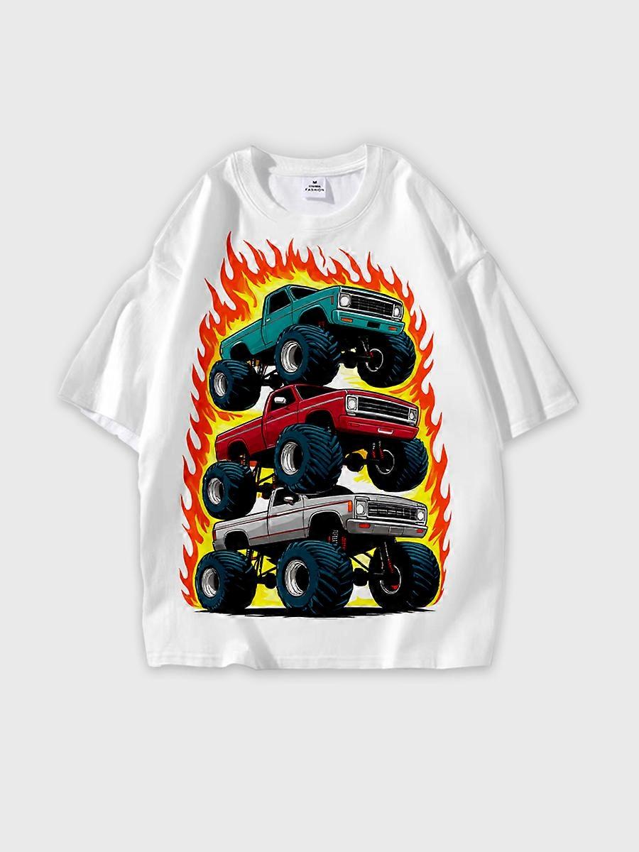 T-shirt round neck Pattern loose short sleeve N02