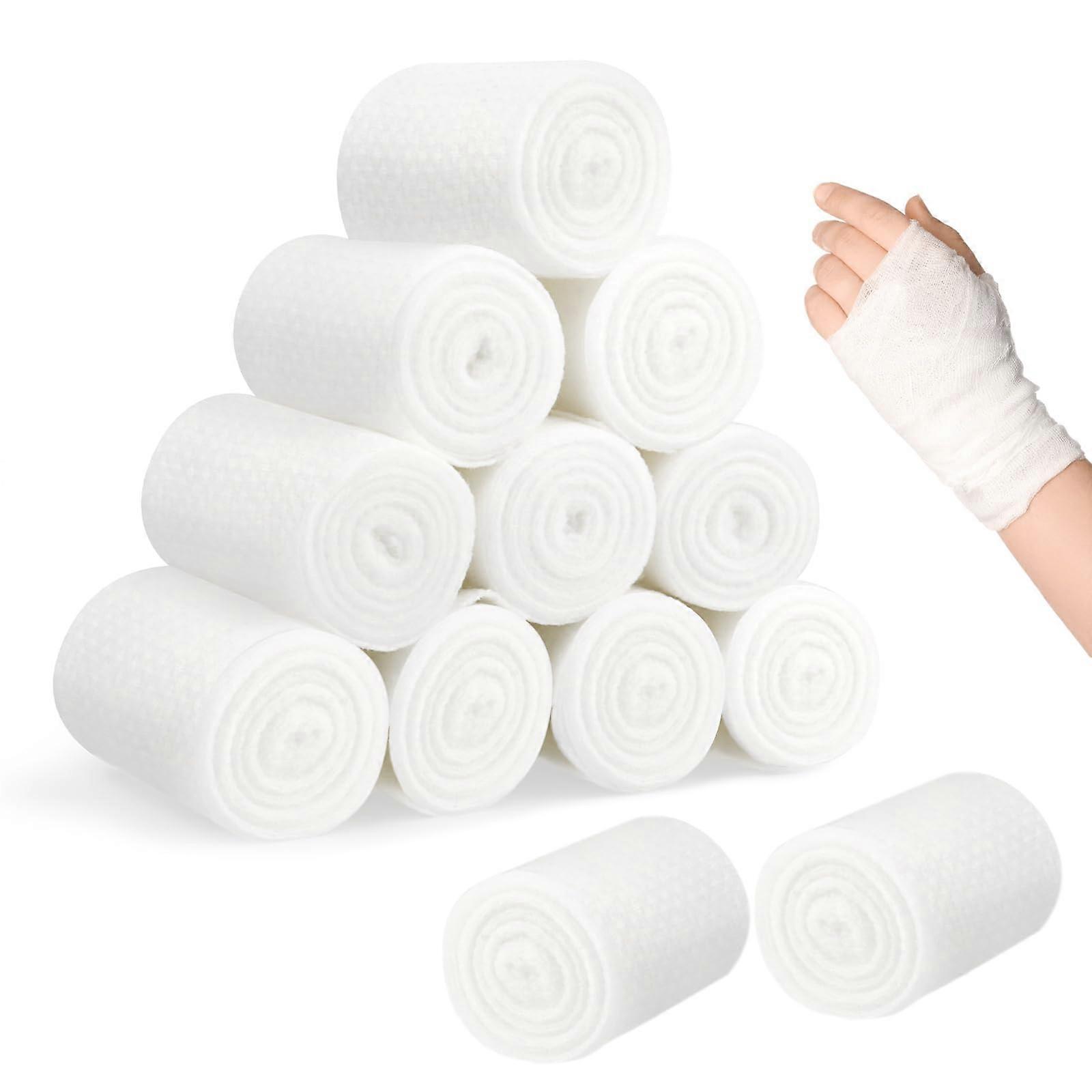 12 Rolls of Gauze Bandages, Elastic Bandage, First Aid for Wound Care, 5 cm x 4.5 m