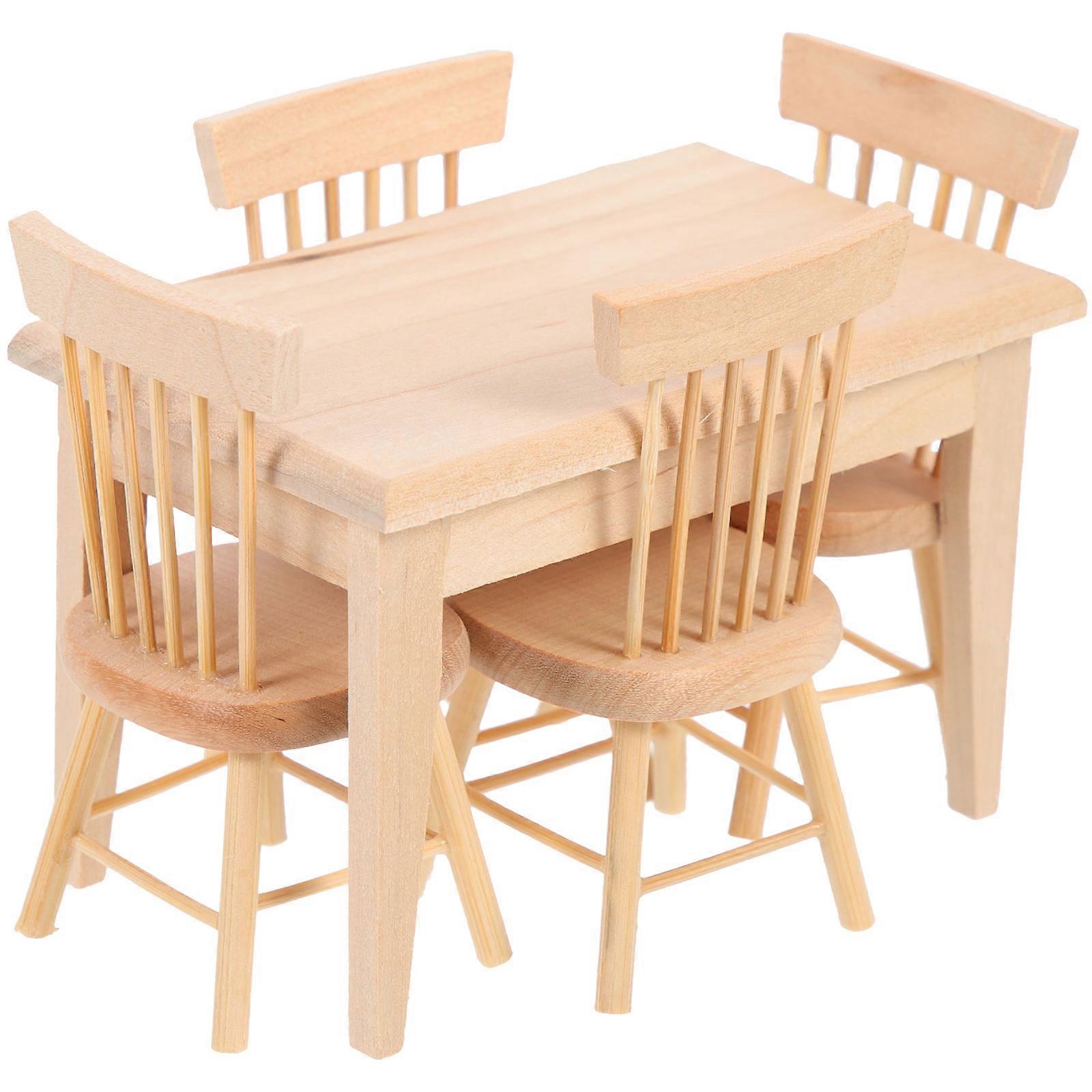 Miniature Oak Finish Dollhouse Furniture Set with Smooth Surface for Creative Play and Decorative Photo Props