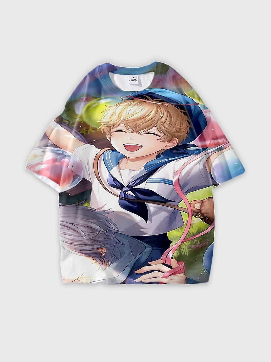 T-shirt round neck Role Pattern loose short sleeve E1459