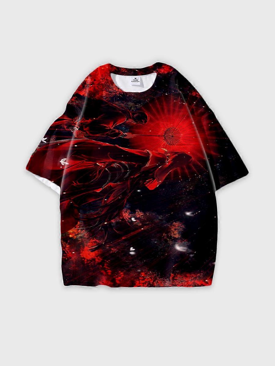 T-shirt round neck Role Pattern loose short sleeve E1082