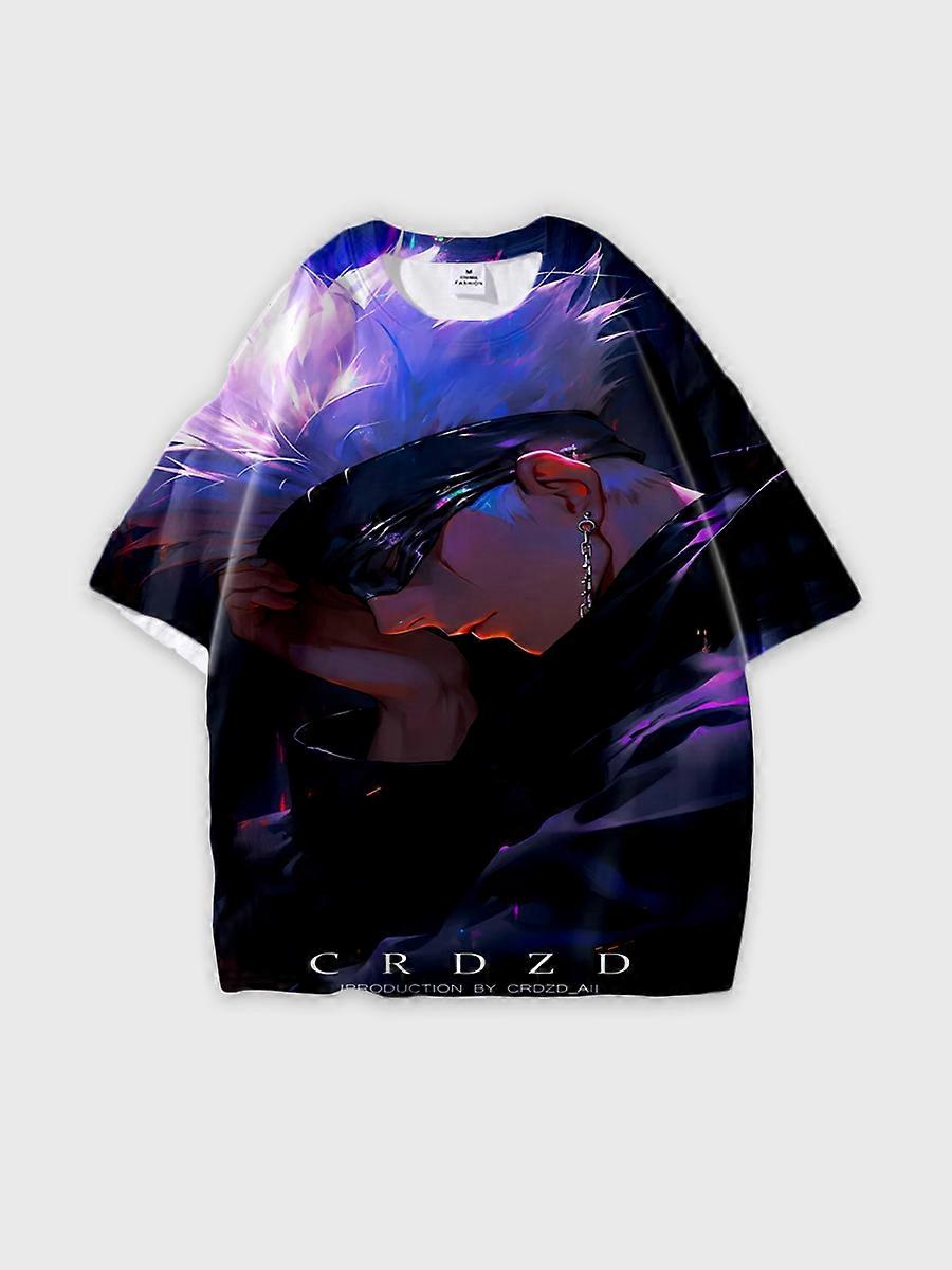 T-shirt round neck Character Pattern loose short sleeve P2357