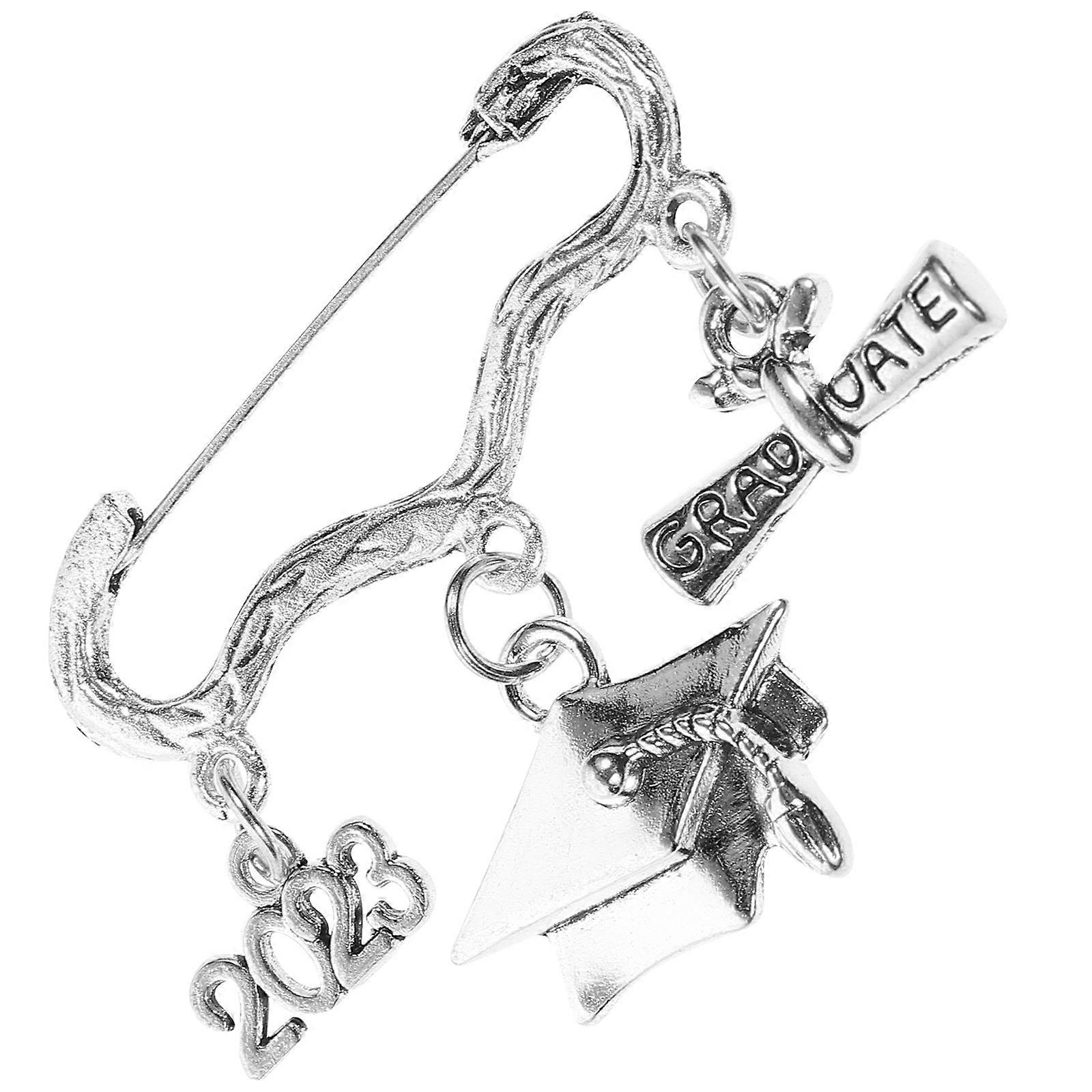 Graduation Safety Brooch Pin with Durable Alloy Material and Meaningful Design for Women Silver