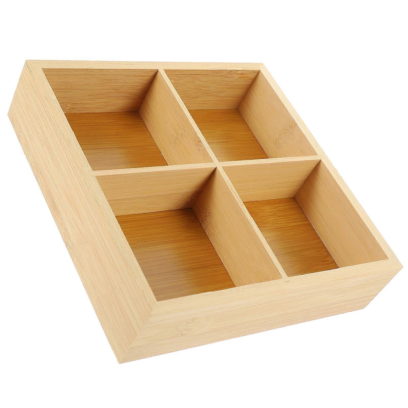 Light Yellow Storage Box with 4 Compartments for Snacks and Fruits Organizing