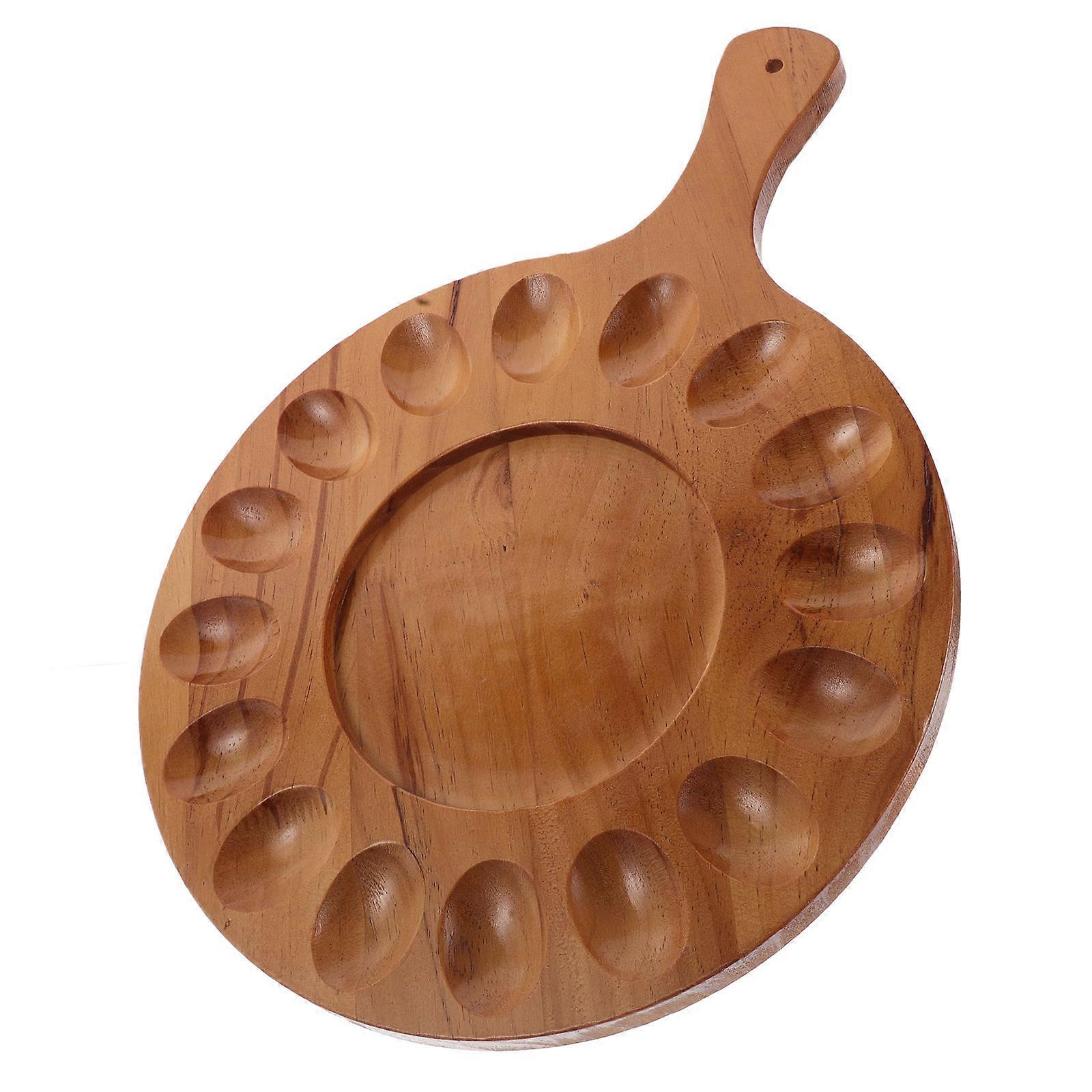 Wooden Egg Tray with 16-Hole Design for Kitchen Countertop and Refrigerator Use Light Brown Wood
