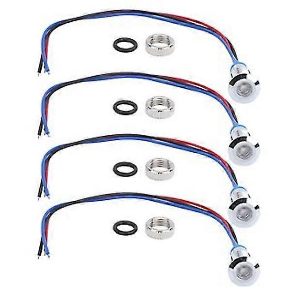 4 Set LED-Kontrollleuchte Signal 2-farbige gemeinsame Anode wasserdichtes Metall 8mm 220V (Rot Blau)