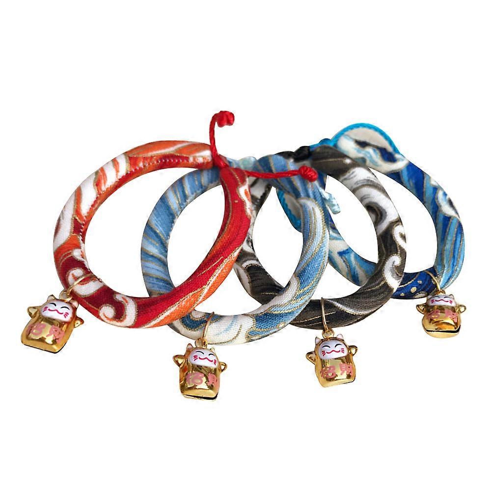 Assorted Color Handmade Pet Collar For Cats And Dogs With Bell Easy To Find Adjustable XS Size 1Pcs