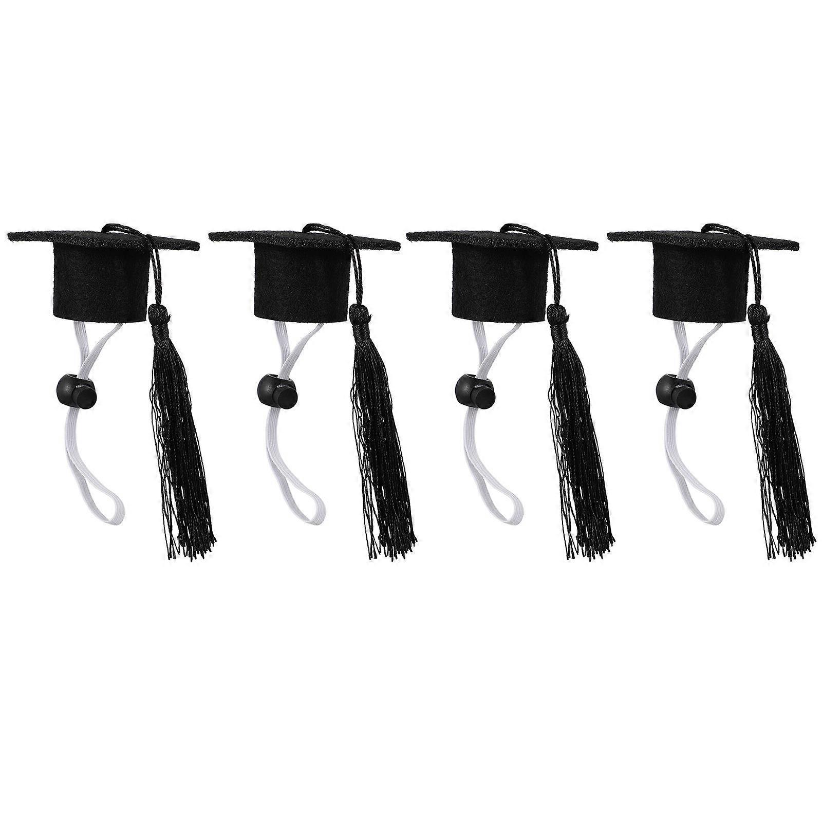 4pcs Graduation Mini Doctoral Hats with Tassels for Pets and Dolls