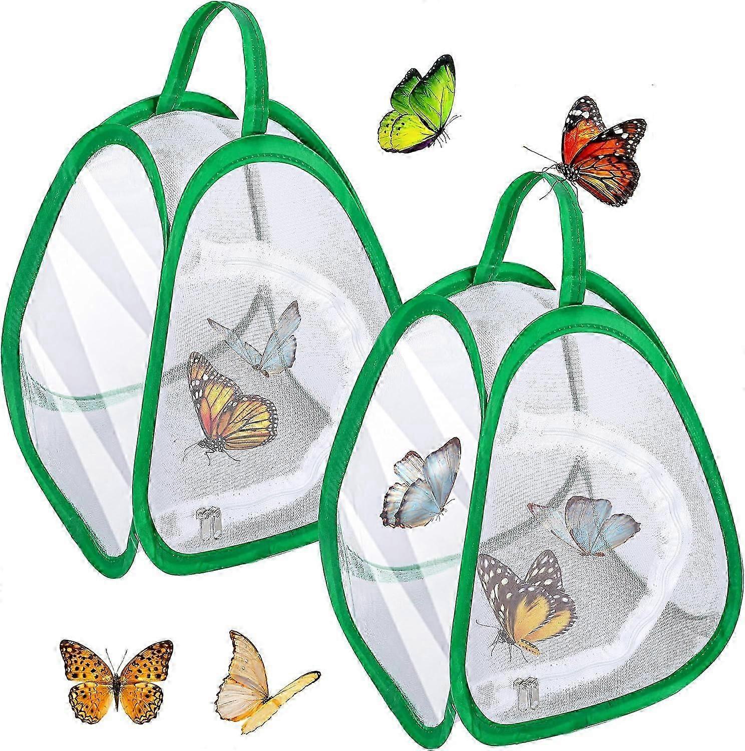 Mini Butterfly Habitat,Insect Mesh Cage, Bug Terrarium Pop Up with Zipper for Transporting and Raising