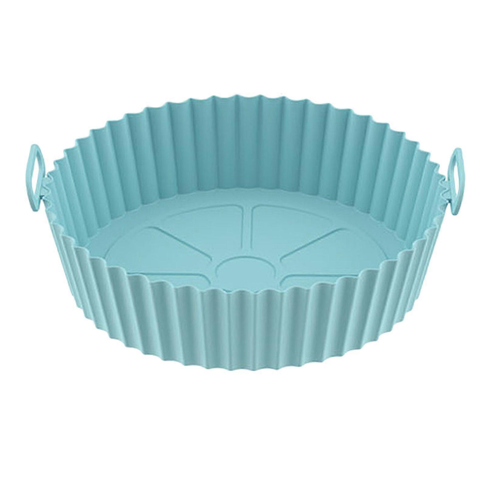Fritteuse-Liner Rund Verdicktes Silikon in Lebensmittelqualität Flexibel Leicht zu reinigen Wiederverwendbare Fritteuse Topf Blau Grün