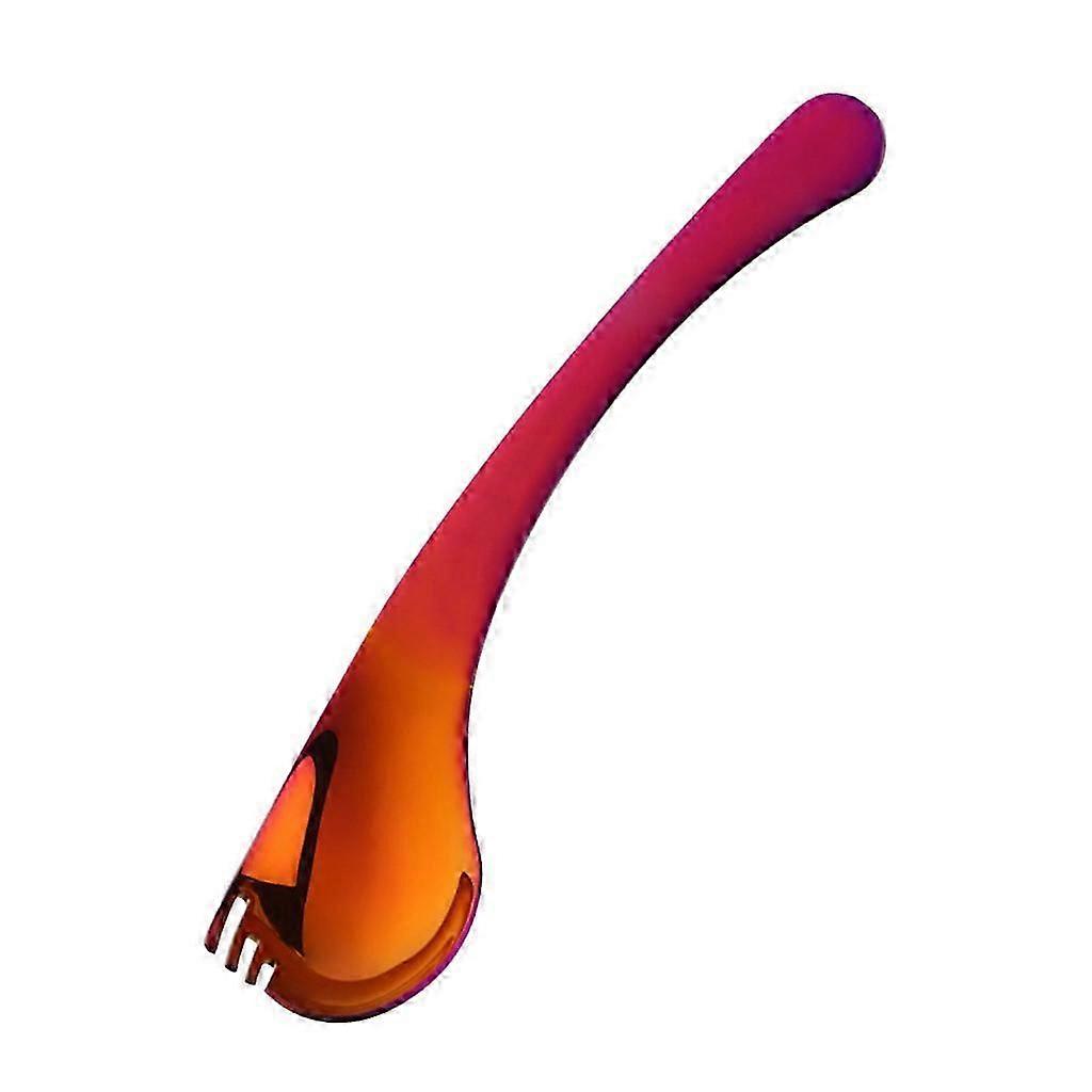 2 in 1 Stainless Steel Fork Spoon Long Handle Dessert Spoons Fruit Salad Forks Reusable Kitchen Tableware Tools Utensils Symphony