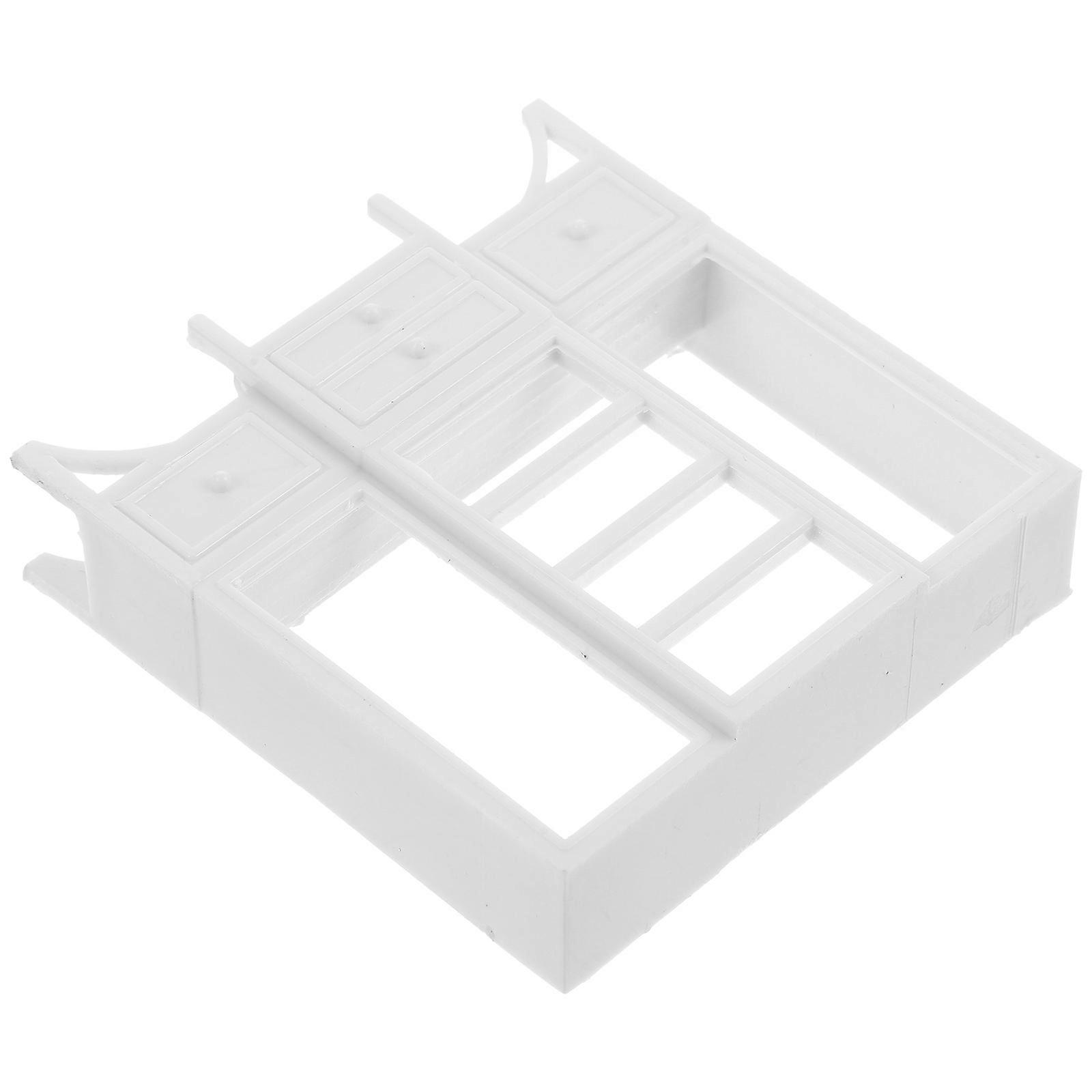 White Miniature Cabinet Model for Decor Wood Material Inspires Creativity Simple Design 7.5 Inches