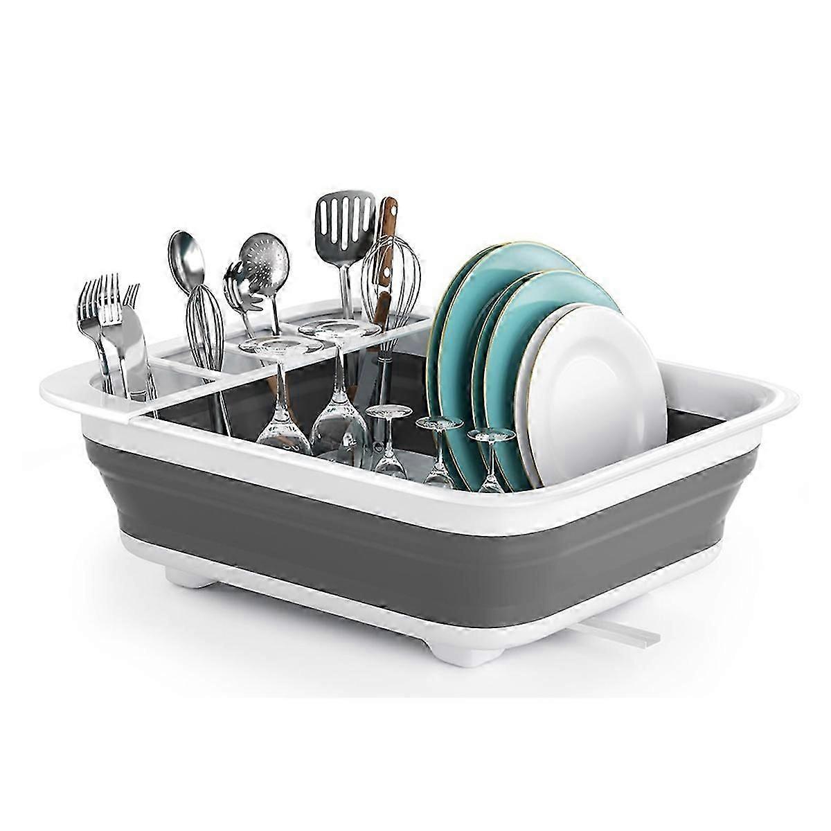 Portable Foldable Dish Rack,Kitchen Drainer for Dishes,Tableware Storage Organizer with Drying Shelf,Home Essential