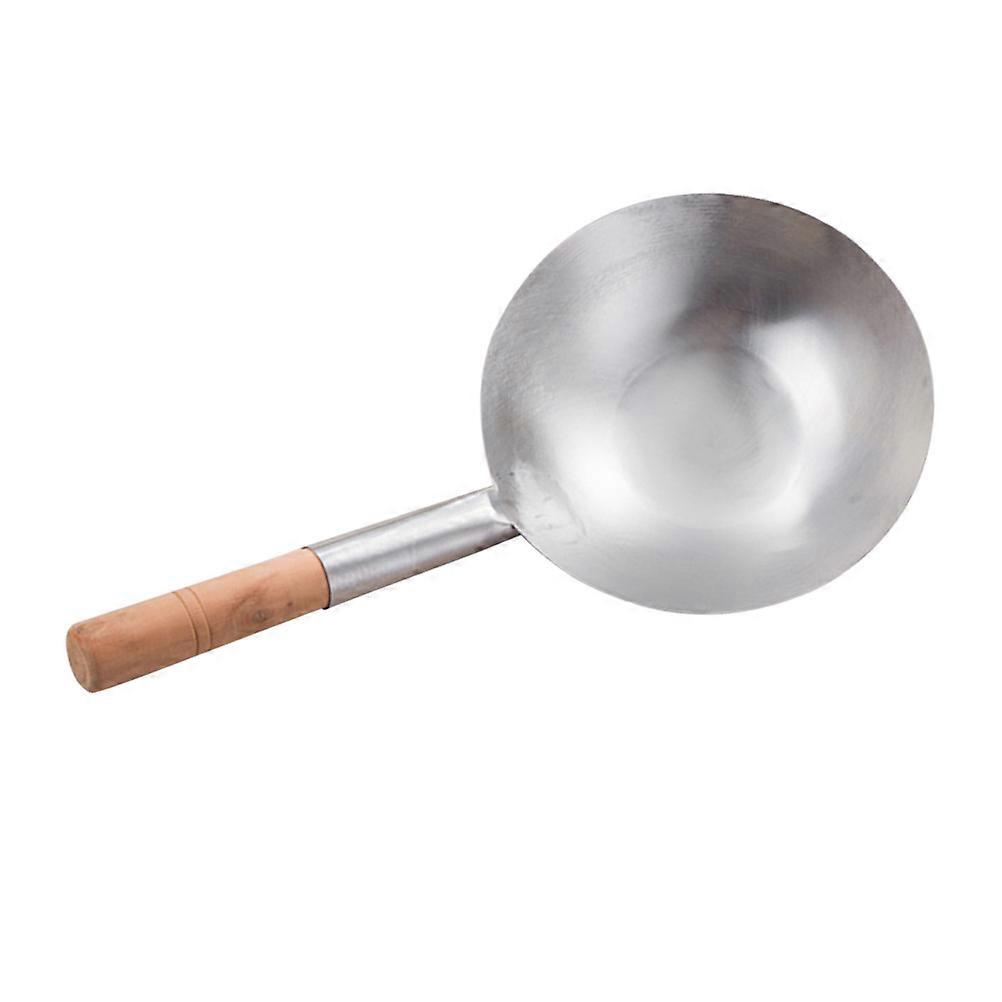 Stainless Steel Serving Spoon with Smooth Wooden Handle   Multi Purpose Kitchen Utensil for Soup, Oil, Juice, and Salad   Food Grade Tableware for