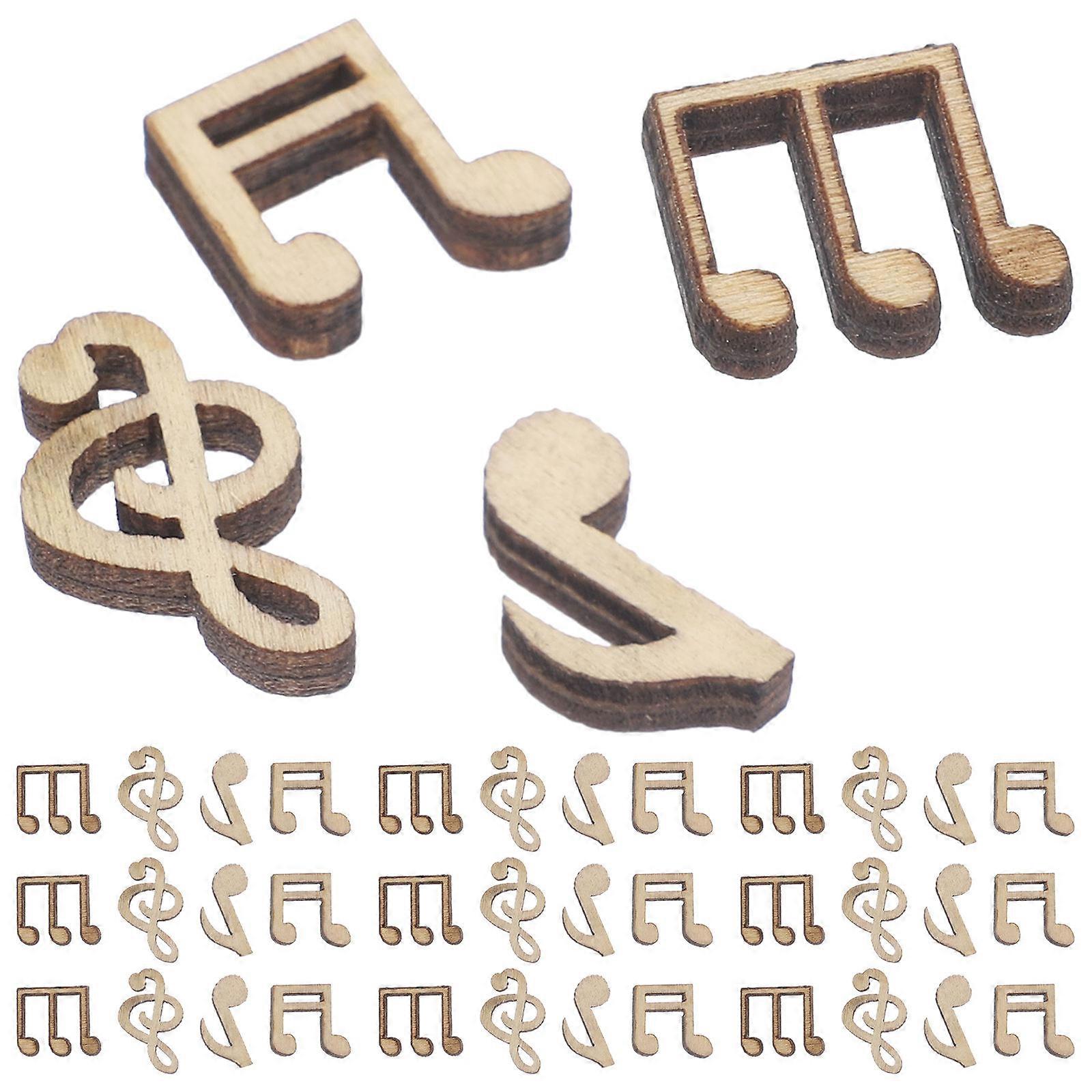 Music Note Shaped Wooden Slices for DIY Craft Projects Light Brown 150pcs