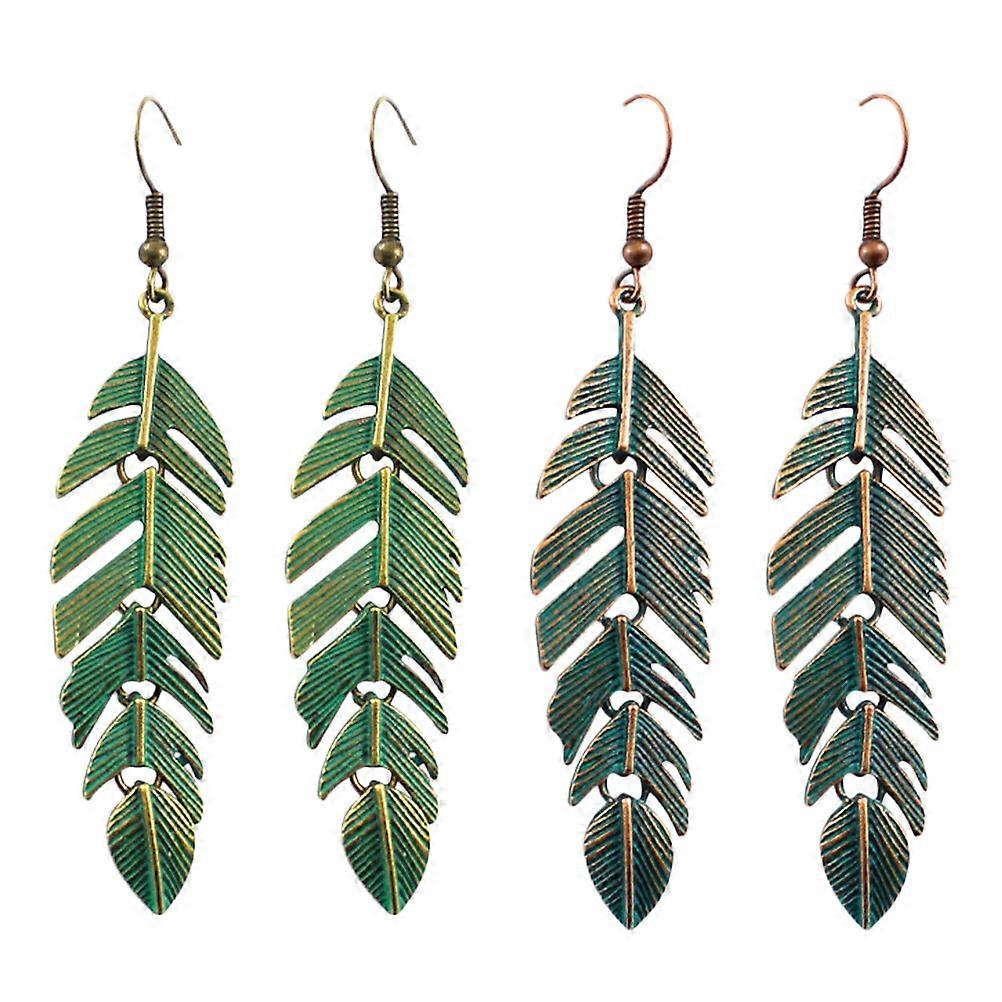 Retro Leaf Earrings for Women in Assorted Colors Made of Alloy Perfect for Home Use