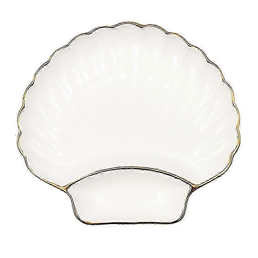 A Shell-Shaped Ceramic Dumpling Plate that includes a Vinegar Plate, a Kitchen Tableware item.