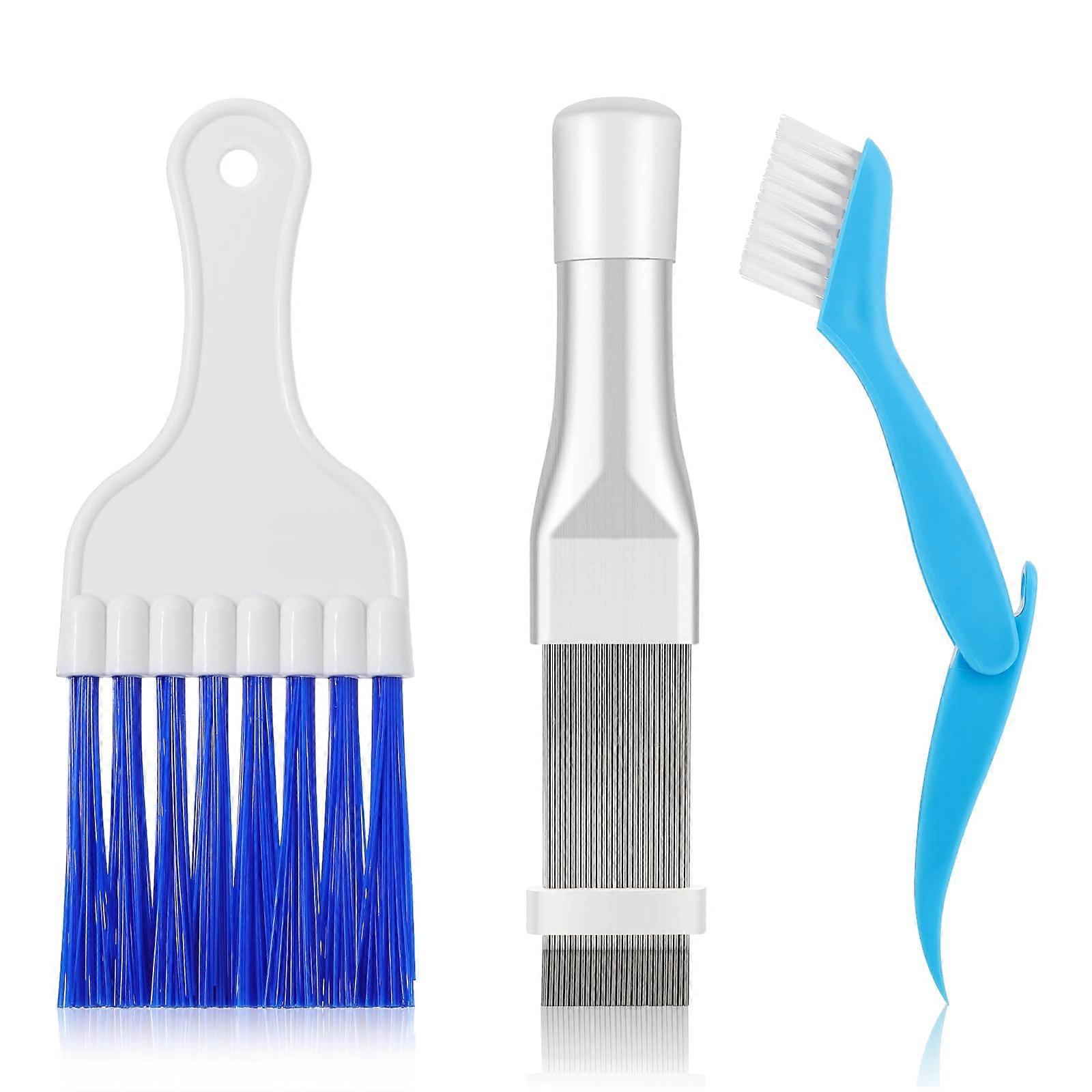 Condenser Dryer Cleaning Set - 3-Piece Brush and Comb Kit for Dryer Vent, AC Fin Slats and Lint Removal