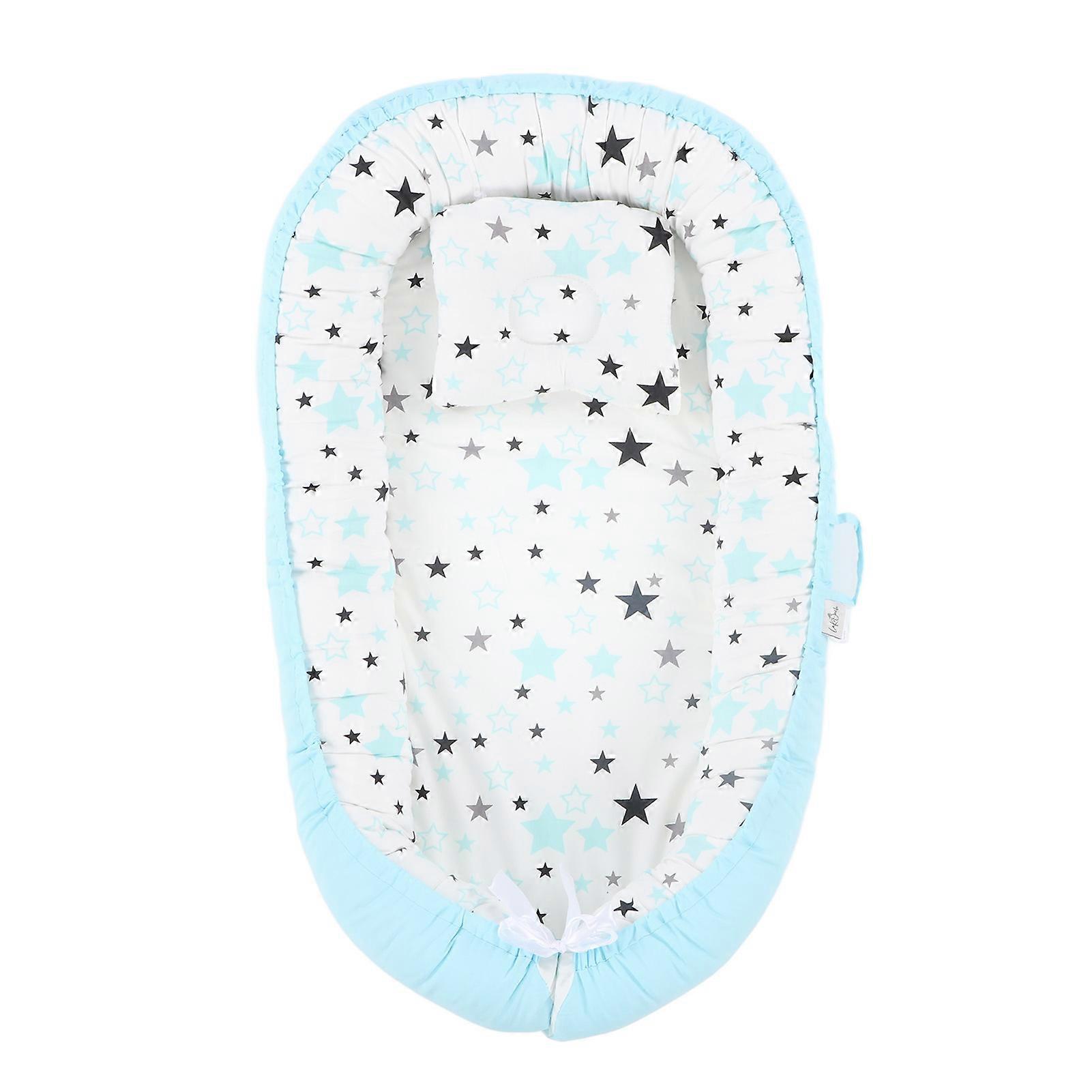 Baby Lounging Cover Foldable Soft Breathable Washable Removeable Infant Nest Cover 19.7 X 33.5in Blue Edge Blue Star