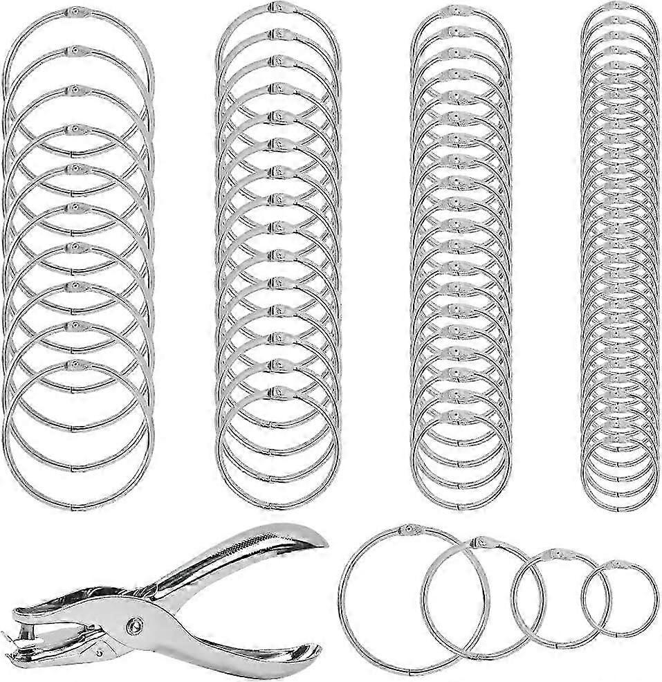 2025 Latest Model 75Pcs Binder Rings, Loose Leaf Binder Ring Assorted Sizes 1, 1.25,1.5, 2 Inch