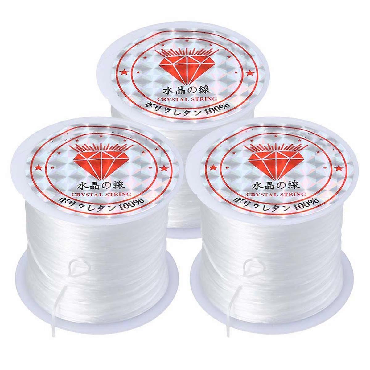 Elastic Crystal Rope for Craft Strong and Vibrant 3 Rolls White Spandex String Perfect for Jewelry Making