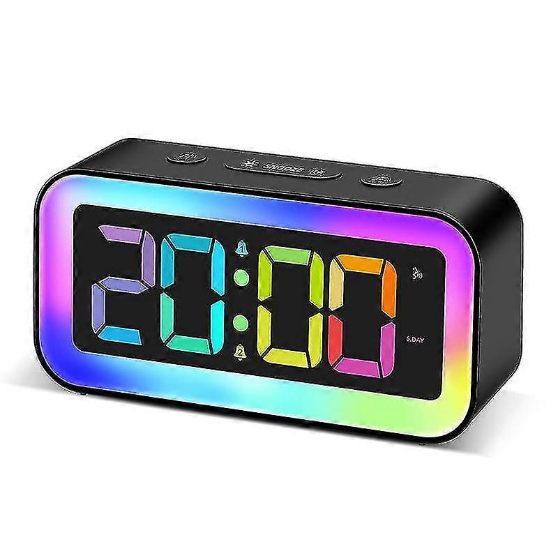 Sveglia digitale, Luce notturna a sette colori, Luminosità regolabile, Con funzione snooze