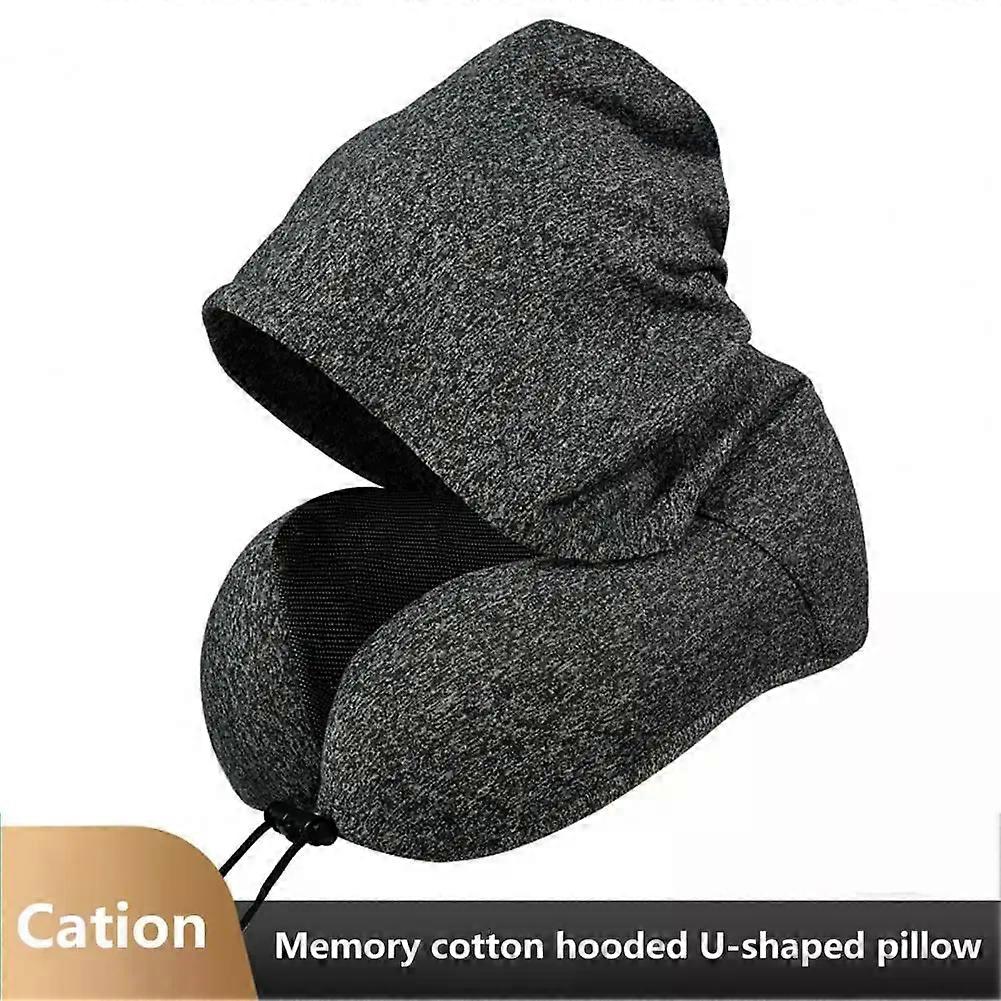 U-shaped Pillow Removable ComSuitable fortable Hooded Memory Foam Neck Pillow Suitable for Long Trips Traveling Car Driving