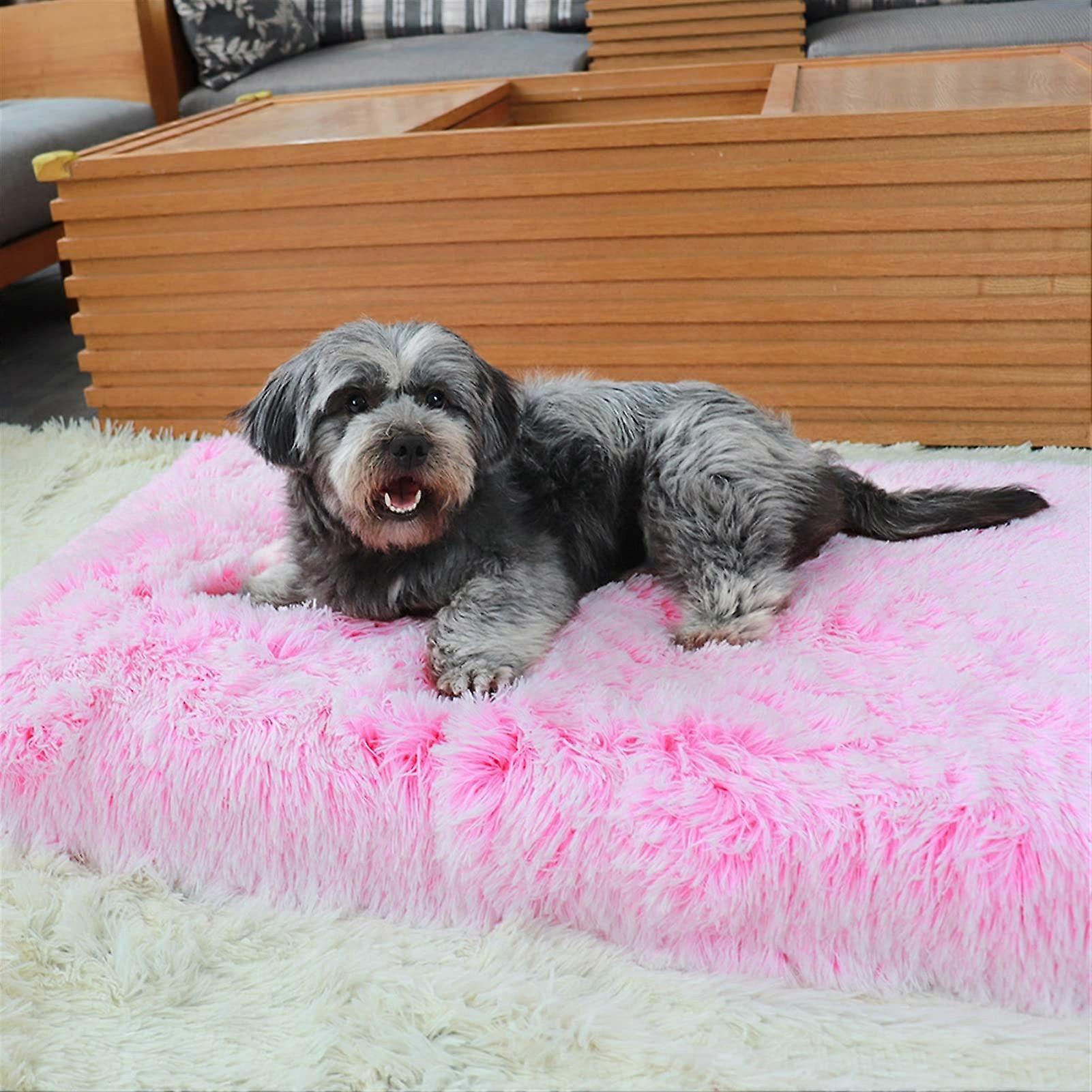 Large Orthopaedic Dog Bed, Soft Plush Mattress, Memory Foam Sofa with Washable Cover (Pink, 75x50cm)